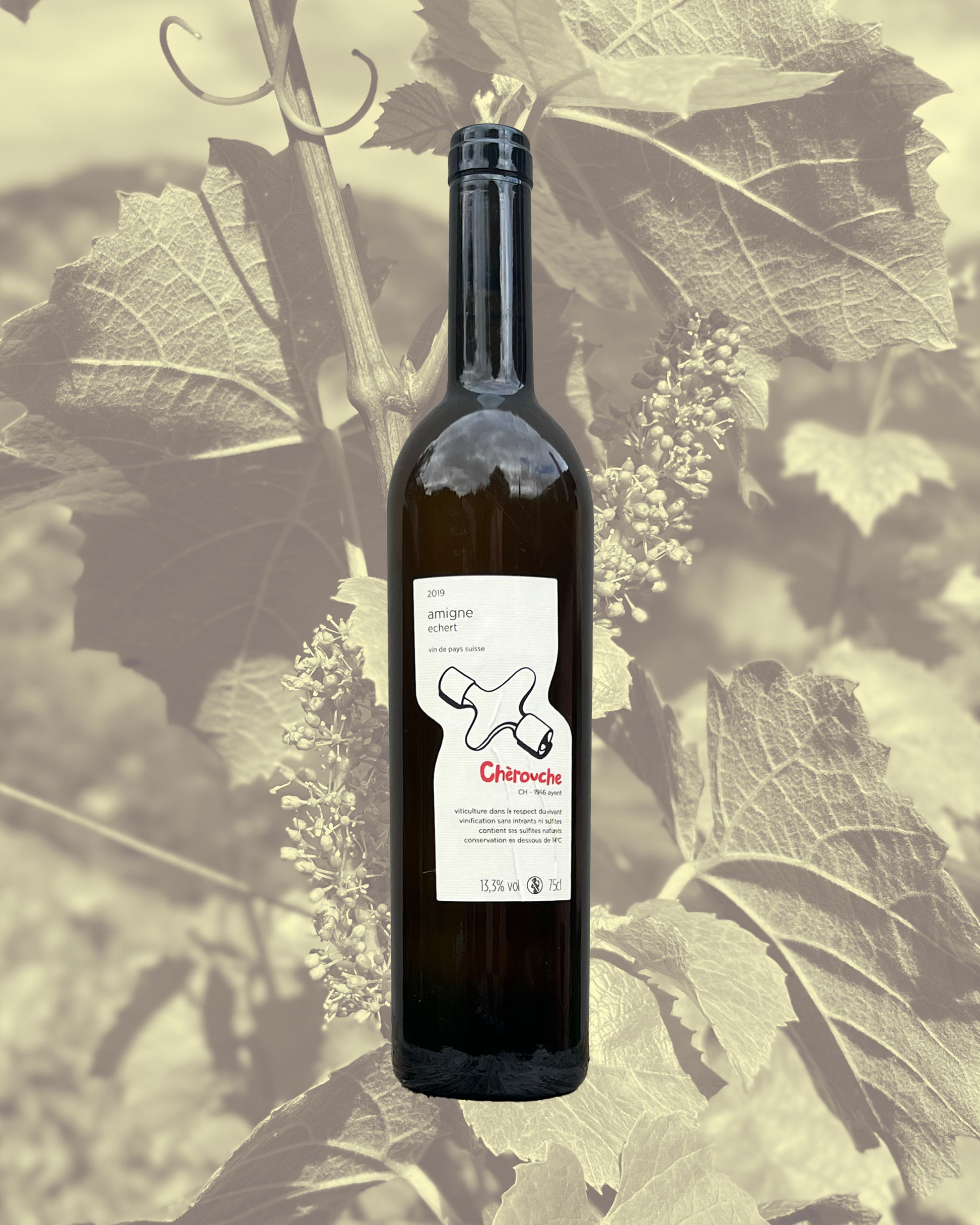 Bouteille de vin blanc du valais amigne 2019