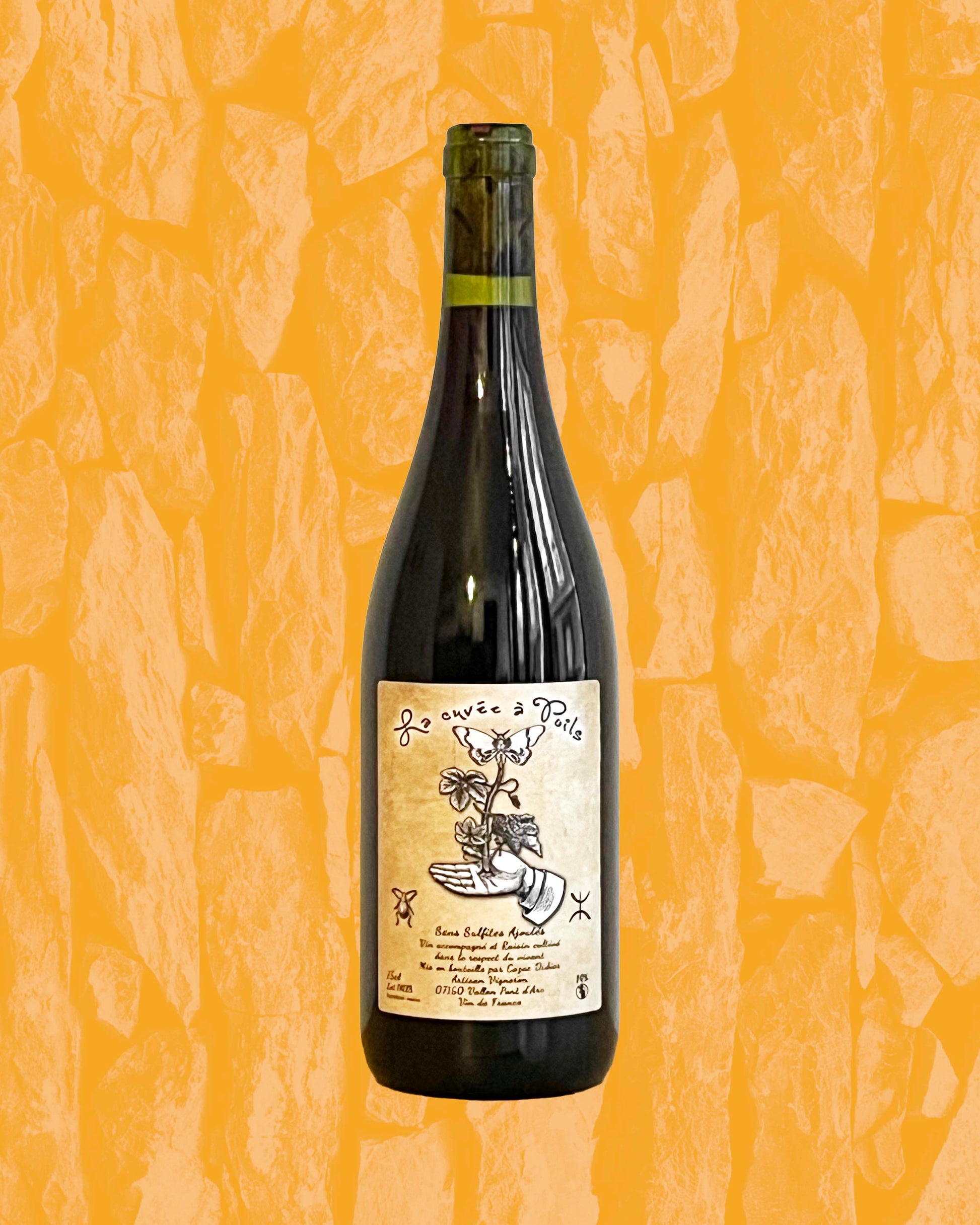 Bouteille de vin rouge ardèche didier cazac à poils